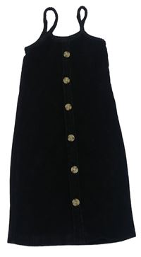 Čierne zamatové rebrované šaty s gombíkmi Denim Co.