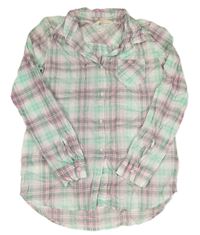 Bílo-zeleno-růžová kostkovaná halenka H&M