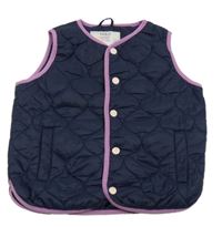 Tmavomodrá šušťáková prešívaná ľahká zateplená vesta zn. M&S