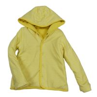 Žlto-biela pruhovaná prepínaci zateplená obojstranná mikina s kapucňou Lupilu