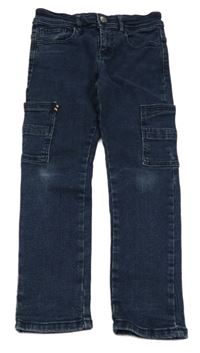 Tmavomodré slim cargo rifle