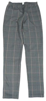 Černo-bílo-růžové kostkované zateplené legíny Y.F.K.