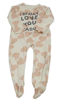 Smetanovo-ružový overal so srdiečkami a nápisom George