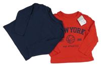 Nové - 2set - Tmavomodré + červené tričko s nápisom Primark