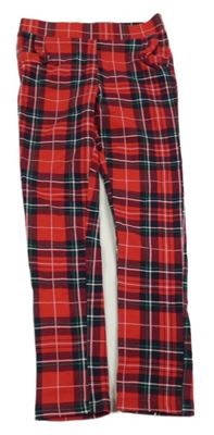 Červeno-tmavomodro-zelené kockované tregíny H&M