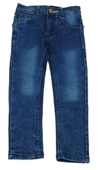 Petrolejové skinny rifle s výšivkou na kapse 