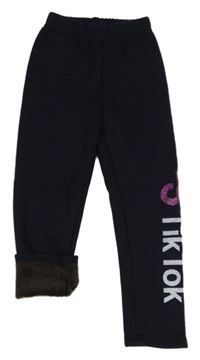 Tmavomodré zateplené legíny Tik Tok