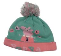 Zeleno-růžová čepice s Pepinou a bambulí 