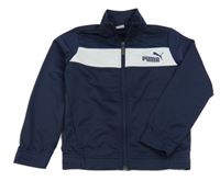 Tmavomodro-bílá sportovní propínací mikina Puma