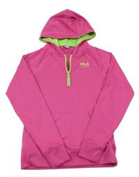 Neonově růžová sportovní mikina s kapucí Fila 