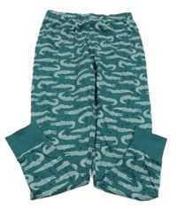 Tmavozelené pyžamové nohavice s krokodílmi 