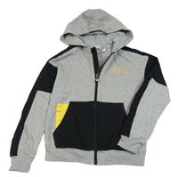 Sivo-čierna prepínaci mikina s nápismi a kapucňou L&D