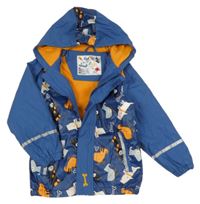 Tmavomodrá nepromokavá jarná bunda s pejsky a kapucňou Lupilu