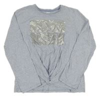 Modro-biele pruhované tričko s nápisem uzlom C&A