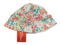 Nové - Bílo-barevný květovaný klobouk 