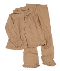 2set - Starorůžová mušelínová halenka s volánky + kalhoty M&S