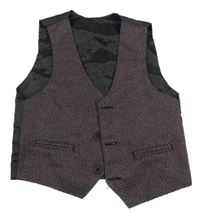 Vínovo-čierna vzorovaná spoločenská vesta