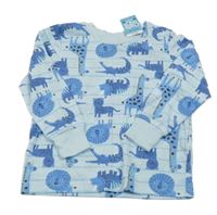 Nové - Svetlomodré pruhované tričko so zvieratkami Matalan