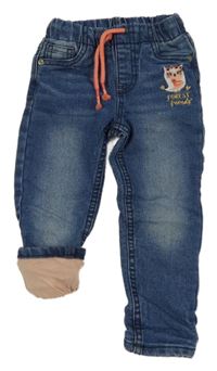 Modré podšité rifle so sovou Kiki&Koko