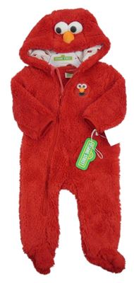 Nové - Červená chlupatá kombinéza s kapucí - Sesame street 