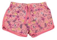 Ružové plážové kraťasy s kvetmi a větvičkami little kids