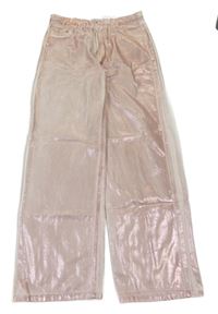 Světlerůžové metalické wide leg rifle Denim Co.