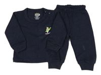 2set - Tmavomodré žebrované spodní triko s ptákem + kalhoty 