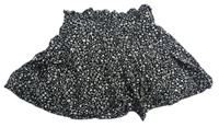 Čierno-smotanová kvetovaná sukňa s všitými kraťasy Zara