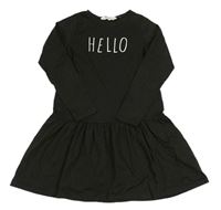Antracitové bavlnené šaty s nápisom H&M