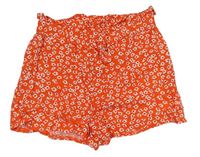 Červené kraťasy s kvietkami a opaskom zn. Primark