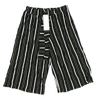 Černo-olivovo-bílé pruhované culottes kalhoty M&Co.