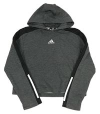 Sivá crop mikina s logom a kapucňou Adidas