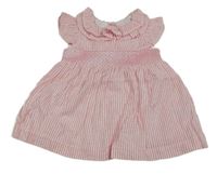 Růžovo-bílé proužkované krepové šaty s volánky Matalan 