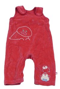Růžové sametové laclové kalhoty se zvířátky M&S