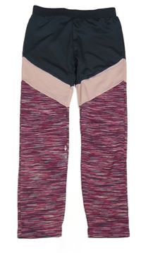 Tmavošedo-purpurovo-růžové vzorované sportovní legíny Topolino