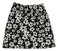 Čierna sukňa s kvietkami Shein