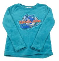 Azurová chlpatá mikina s drakom