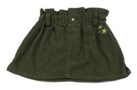 Olivová menšestrová sukňa s hviezdičkami