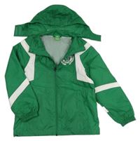 Zeleno-biela šušťáková futbalová bunda s ukrývací kapucňou Erima