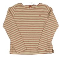 Růžovo-smetanové pruhované triko s výšivkou Fat Face