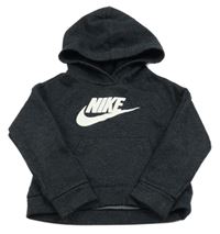 Antracitová třpytivá mikina s logem a kapucí Nike