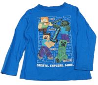 Modré tričko s potiskem Minecraft