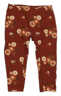Karmínové kvetované teplákové legíny C&A