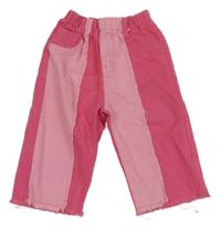 Růžovo-světlerůžové pruhované široké rifle Shein 