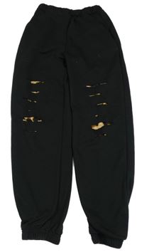 Čierno-béžové tepláky s dierami Shein