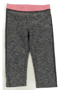 Sivé melírované športové capri legíny s ružovým pasom H&M