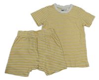2set - Žlto-biele pruhované tričko + kraťasy H&M