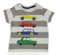 Sivo-biele pruhované tričko s autami H&M