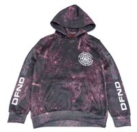 Sivo-ružová batikovaná mikina s potlačou a kapucňou DFND