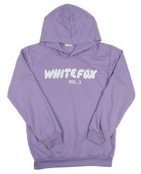 Levandulová mikina s nápisom a kapucňou